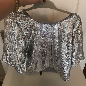 J Crew sequins top with ribbon closure on back